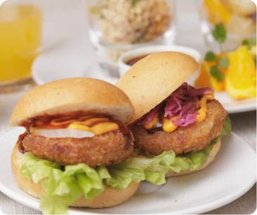 イメージ： 朝食 浅草メンチミニバーガー